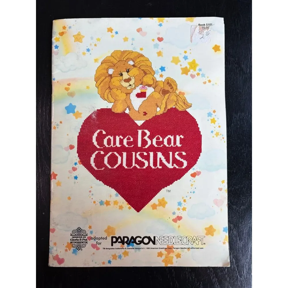 Care Bear Cartoon Cousins 1985 Paragon Needlecraft Cross Stitch Patterns- hearts